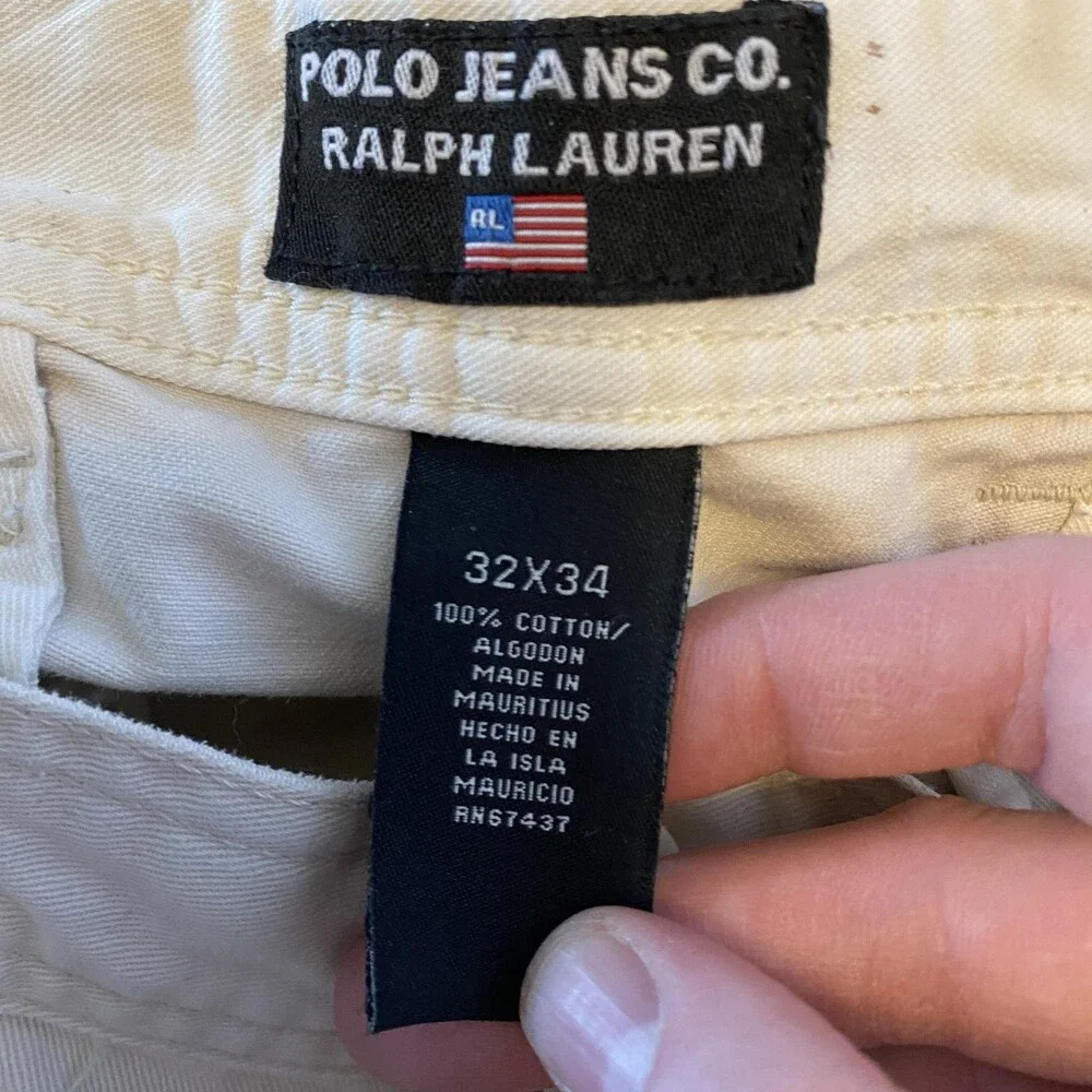 Polo Ralph Lauren Cargo Pants Mens FITS 33x34 Beige Army Military Workwear